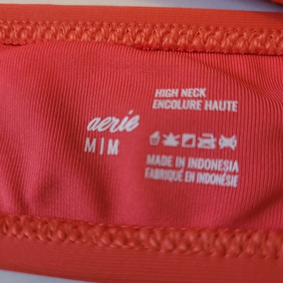 Aerie halter top style two Piece Orange and blue floral Swimsuit Sz Medium - Picture 6 of 14